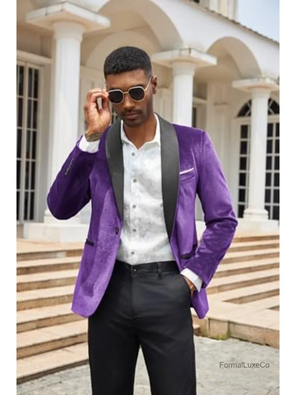 Men's Velvet Tuxedo One Button Jacket Dinner Prom Wedding Blazer